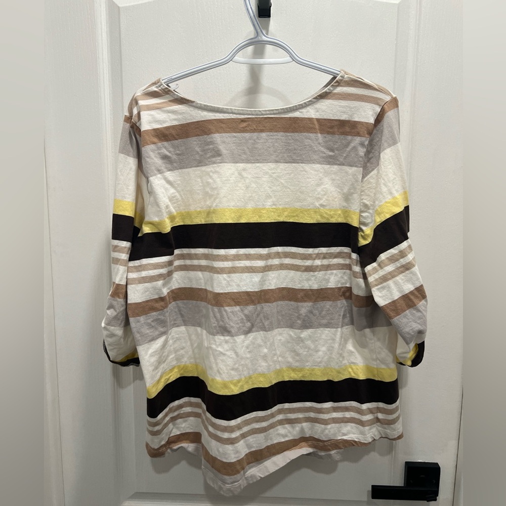 Striped Women's Top in Yellow and Brown - Picture 2 of 5